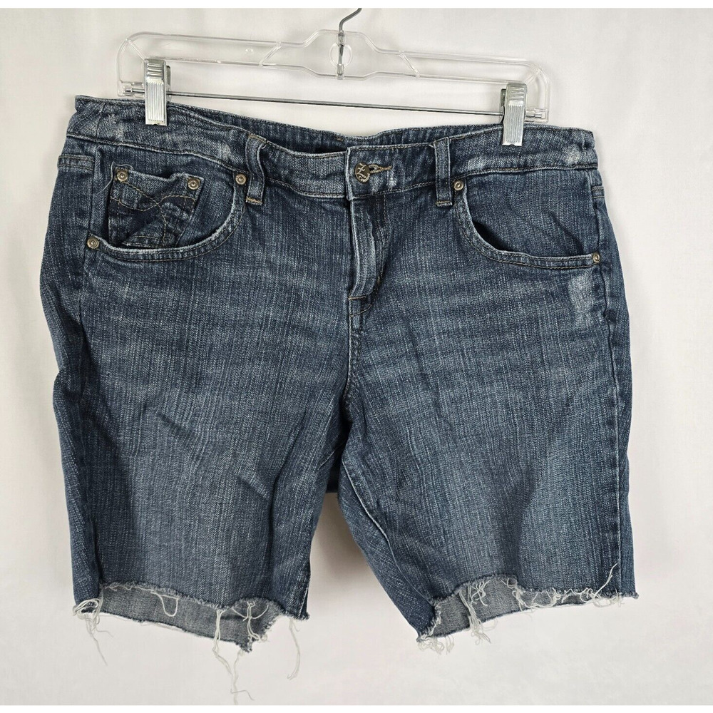 Z. Cavaricci Jean Shorts Women's 18 Blue Medium Wash Cut Off Slight Distress